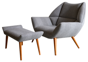Set of Danish Modern Easy Chair and Stool Model 12 by Kurt Østervig, 2018