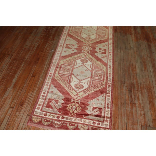 Textile Vintage Geometric Turkish Konya Rug - 3'11" x 11'4" For Sale - Image 7 of 10