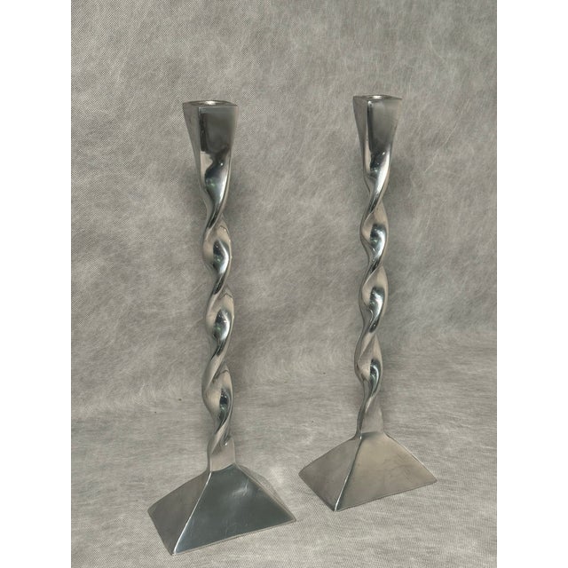 Vintage Chrome Twist Candleholder, Set of 2 For Sale - Image 5 of 8