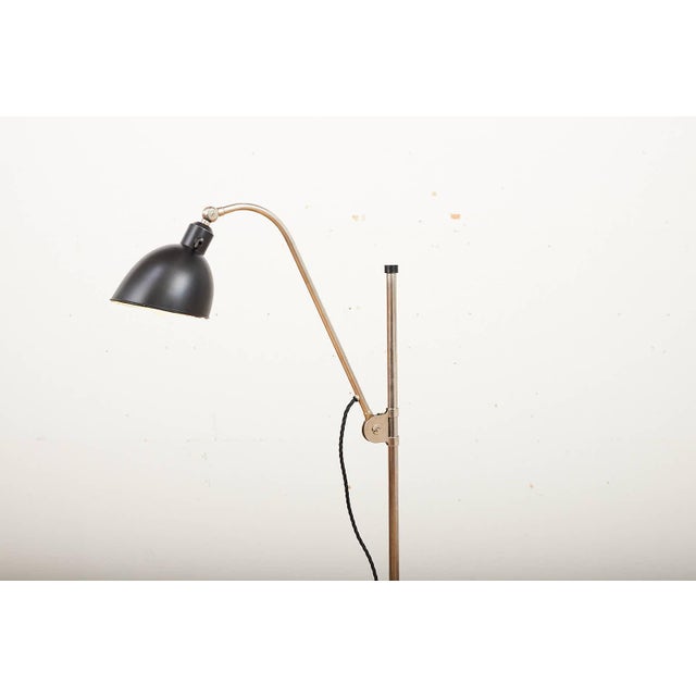 Christian Dell Type K Floor Lamp in Black Cast Metal Base and Lacquered Sheet Metal Shade with Rotary Switch by Christian Dell for Belmag, 1932 For Sale - Image 4 of 13