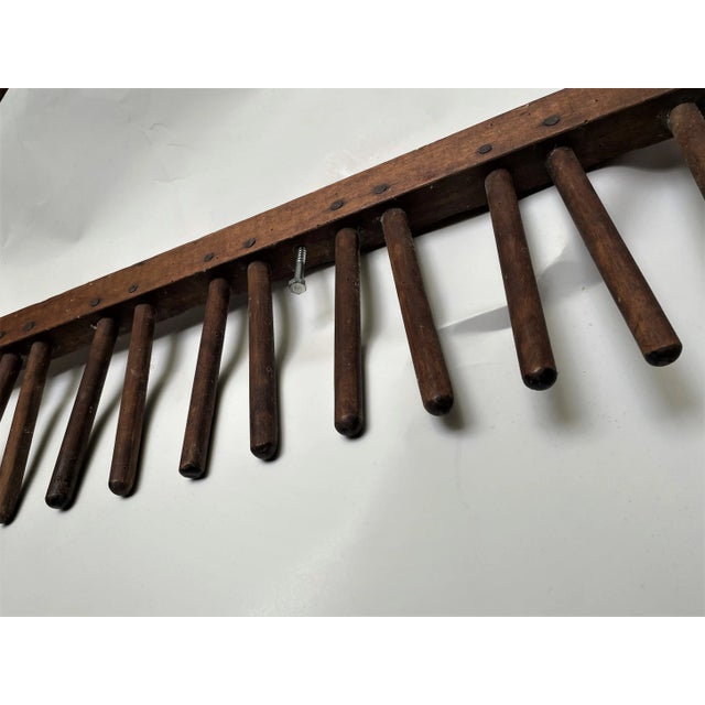 Early 20th Century Early 20th Century Primitive Factory Wooden Peg Shoe/Candle Wall Drying Rack Hat Coat Herb For Sale - Image 5 of 12