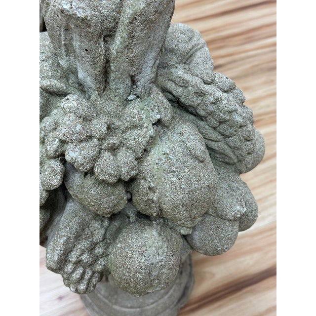 Vintage Concrete Garden Fruit Baskets Statues Urns, a Pair For Sale - Image 11 of 14