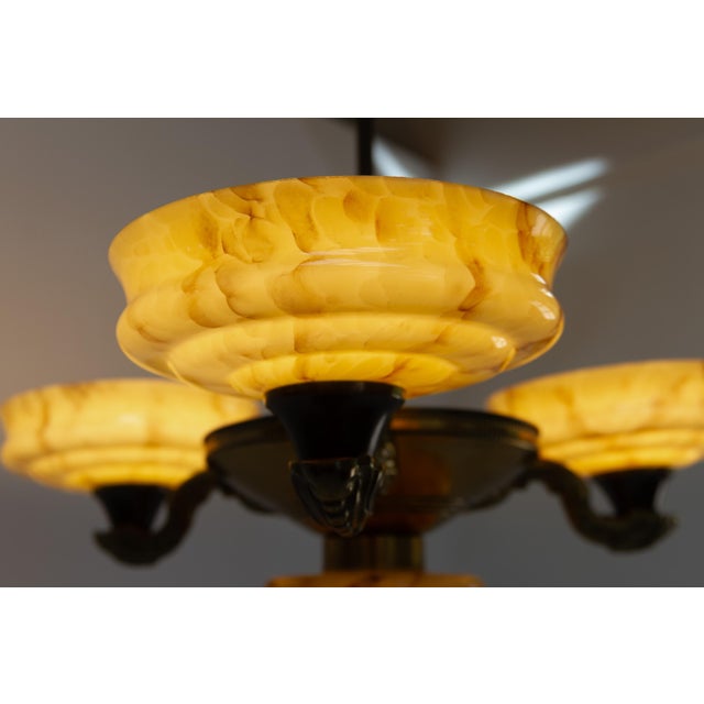 Art Nouveau Danish Chandelier with Marbled Opaline Shades, 1920s For Sale - Image 12 of 18