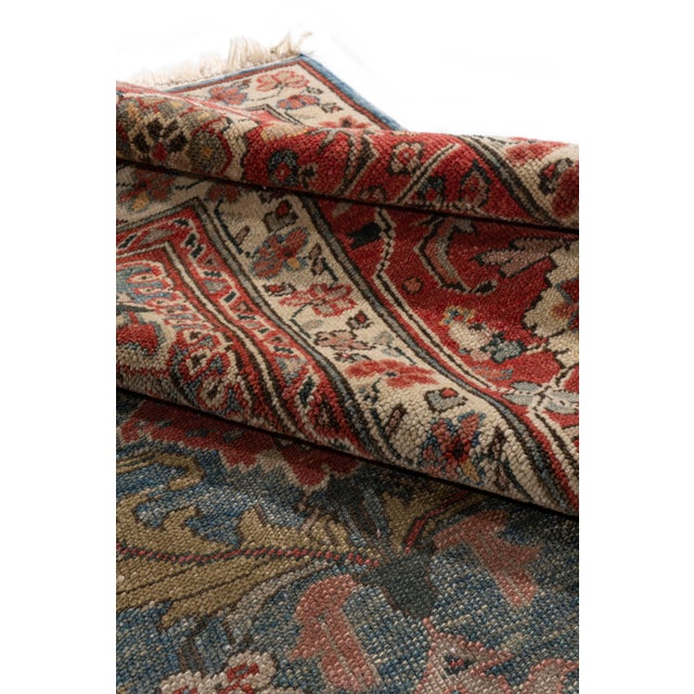 Vintage Circa 1960 Blue Lightly Distressed Sultanabad Hand Woven Rug 9ft 1in X 11ft 6in For Sale - Image 17 of 18