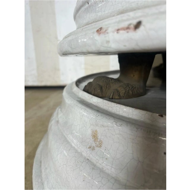19th Cent Continental Faience Stove With Palm Tree and Cherubs, Likely Swedish For Sale - Image 12 of 14