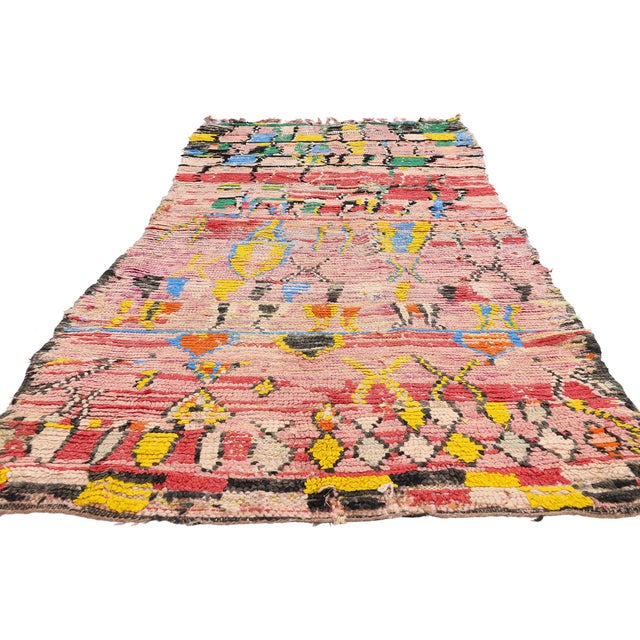 Tribal Vintage Boujad Boucherouite Moroccan Rug, 03'07 X 08'06 For Sale - Image 3 of 10