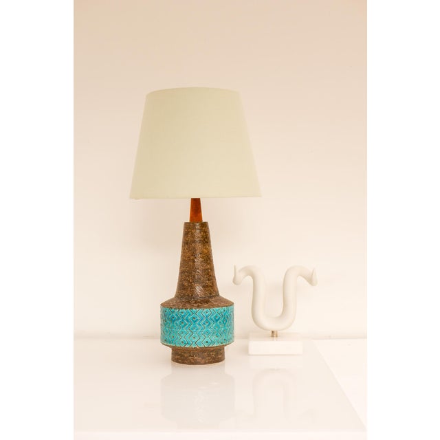 1970s Bitossi Pottery Lamp in Rimini Blue Ceramic by Aldo Londi, Italy, 1970s For Sale - Image 5 of 18