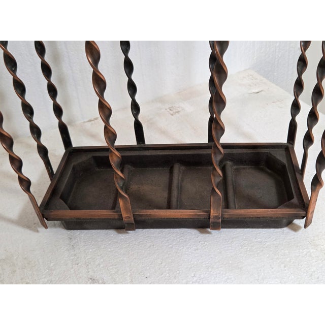 Metal French 1940's Dark Copper Color Hand Forged Iron Umbrella/ Cane/ Magazine Stand For Sale - Image 7 of 11