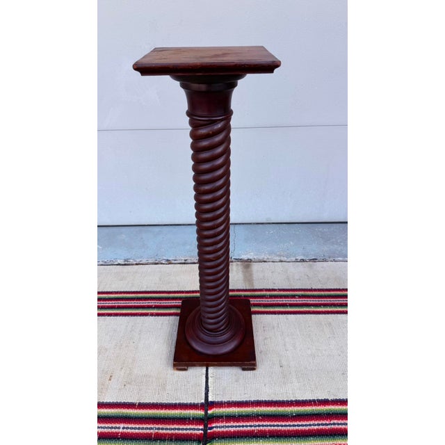 Antique Rope Twist Turned Cherry Pedestal Stand, Circa 1890-1910 For Sale - Image 11 of 14