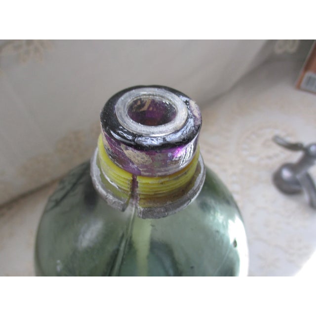 Vintage 1930’s Green Argentina Handmade Glass & Metal Soda/Seltzer Bottle For Sale - Image 14 of 18