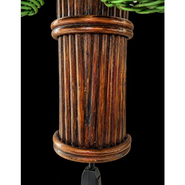 Vintage Pencil Reed and Wicker Coconut Palm Tree Wall Light Sconce Attributed to Mario Torres Lopez For Sale In Naples, FL - Image 6 of 10