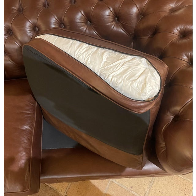 Tan 2-Seater Chesterfield Sofa in Brown Leather, 2010s For Sale - Image 8 of 15