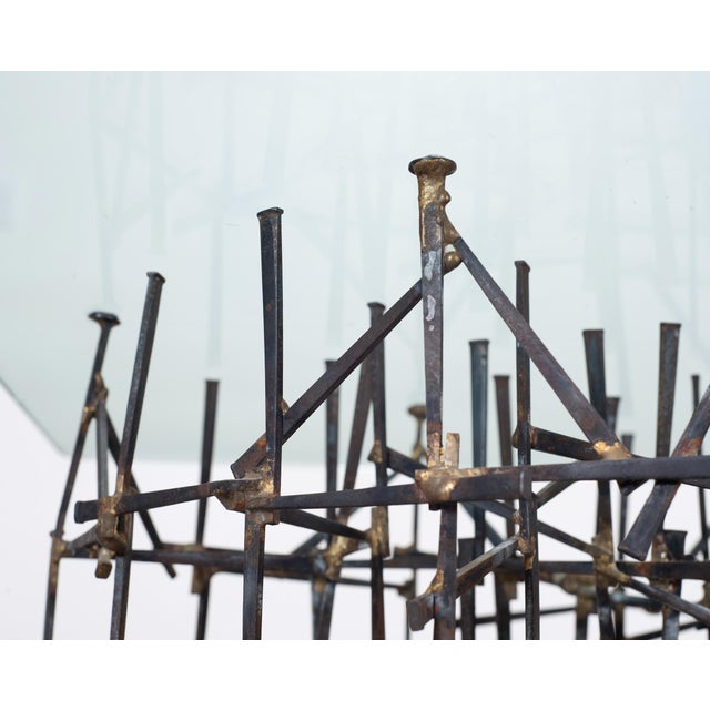Marc Weinstein Attributed Brutalist Welded Nails Cocktail Table For Sale - Image 11 of 18