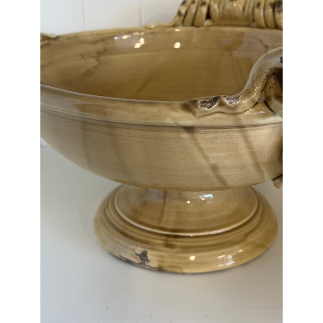French Late 20th Century Large Handcrafted Ceramic Pedestal Compote For Sale - Image 3 of 16