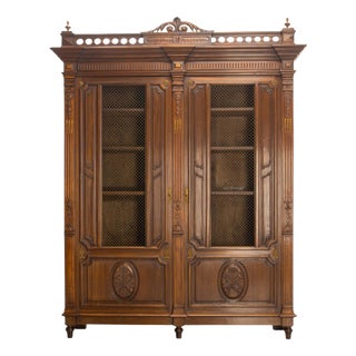 Louis XVI French Exotic Wood Wire-Mesh Bookcase, 1890 For Sale