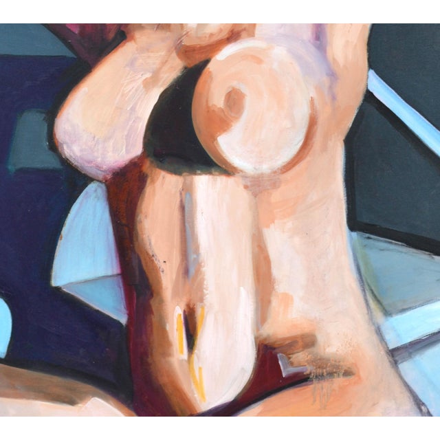 Contemporary Abstract Expressionist Female Nude With Arms Raised Original Oil by Eggleston For Sale - Image 3 of 4