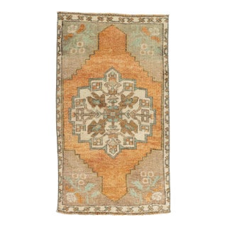 Turkish Mini Rug Oriental Hand Knotted Vintage Rug 1'9" x 3' #21099 For Sale