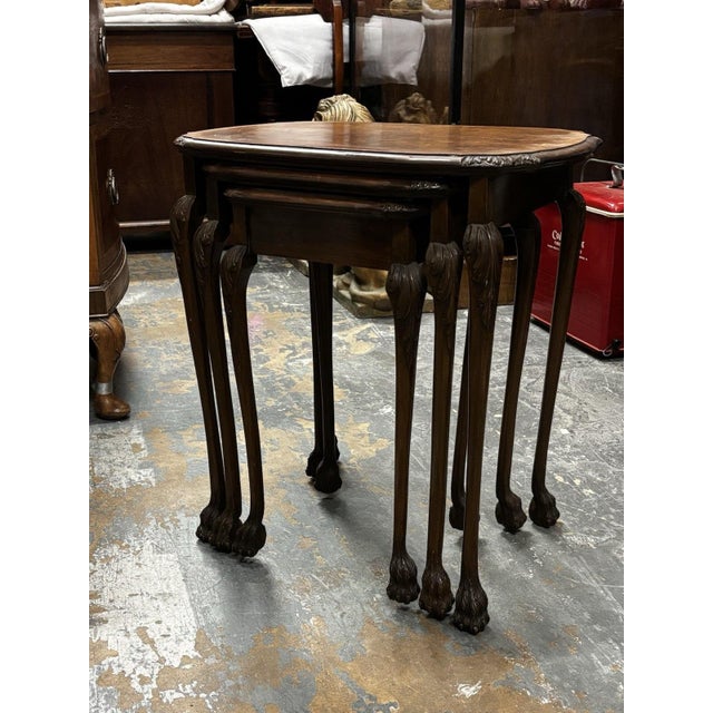 1920s Vintage Walnut Nesting Tables, 1920s, Set of 3 For Sale - Image 5 of 18