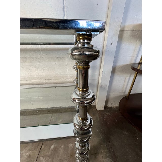 Chrome Vintage Chrome and Brass 2 Tiered Console or Sofa Table For Sale - Image 8 of 10