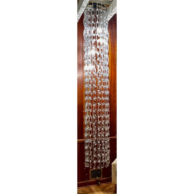Italian 10 Ft. Chain Link Hand Blown Murano Glass Chandelier in the Style of Gino Vistosi For Sale - Image 3 of 10