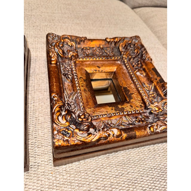 Vintage Hollywood Regency Gold Gilt Baroque Inset Wall Mirrors - Set of 3 For Sale - Image 4 of 9
