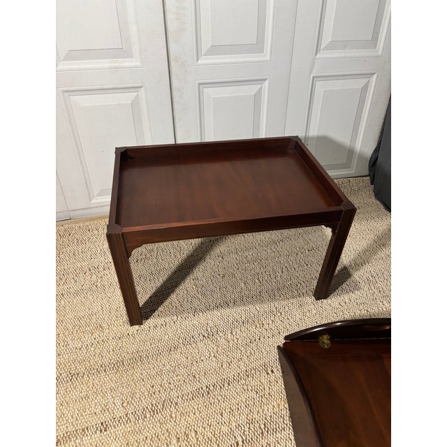 Mid-Century Modern Late 20th Century Mahogany Butler’s Tray Coffee Table With Brass Hardware For Sale - Image 3 of 10
