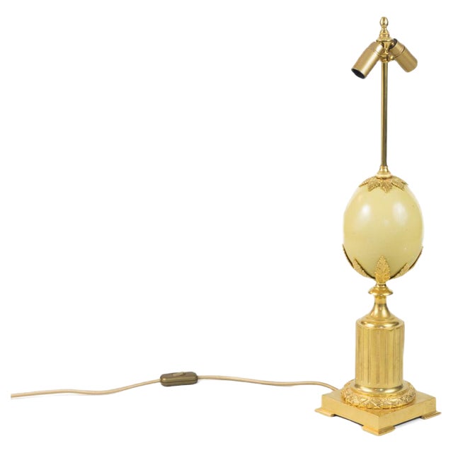 Ostrich Egg Table Lamp Attributed to Maison Charles, 1970s For Sale