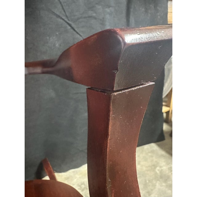 Brown Antique Federal Revival Inlaid Mahogany Rocking Armchair, Early 20th Century For Sale - Image 8 of 12