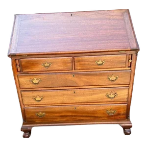 Antique Early American Chippendale Style Mahogany Desk, Early 19th Century