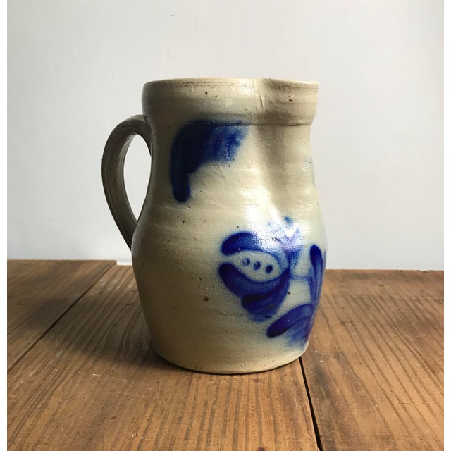 Vintage Beaumont Pottery of York Maine Blue Flow Stoneware Floral