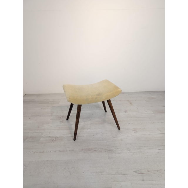 Wood Vintage Pouf in Fabric, 1960s For Sale - Image 7 of 11