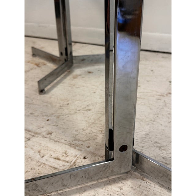 Modern 1970s Hans Eichenberger for Strassle Pair of "Alpha" Side Tables in Polished Chrome and Glass For Sale - Image 3 of 6