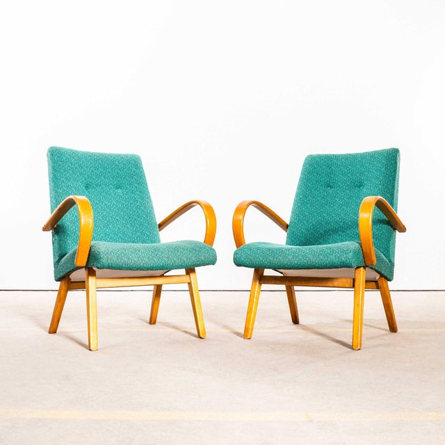 Teal Armchair with Maze Effect, 1960s For Sale - Image 3 of 9