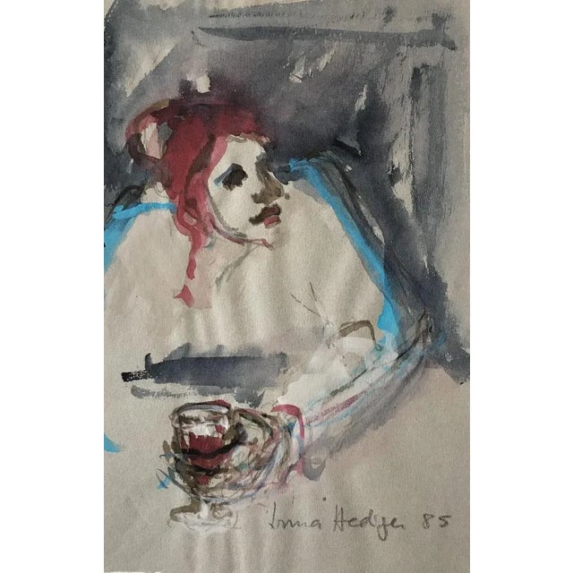 Irma Hediger, L'heure de l'apéritif, 1985, Watercolor on Paper For Sale - Image 6 of 6