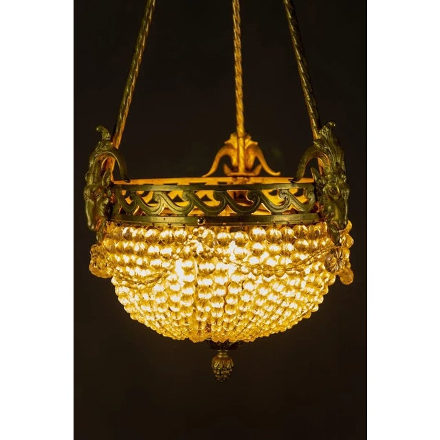 1920s French Neoclassical Style Bronze and Crystal Glass Chandelier, 1920s For Sale - Image 5 of 18