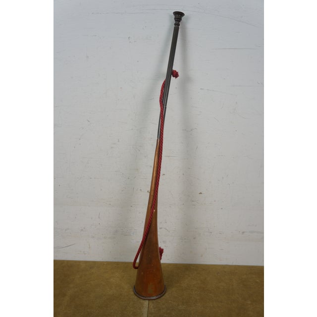 20thC English Brass & Copper Fox Hunting Coach Bugle Horn Trumpet 27" For Sale - Image 12 of 14