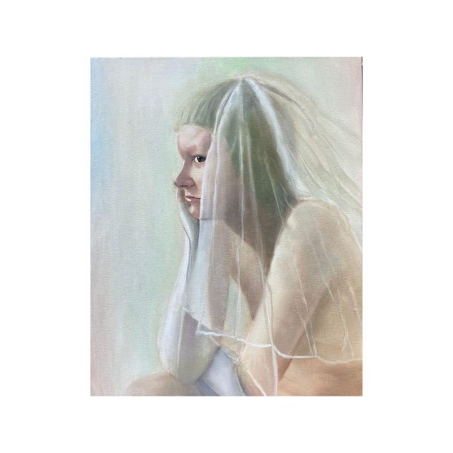 About the painting a delicate exploration of the human form. This oil painting captures a moment of quiet introspection. A...