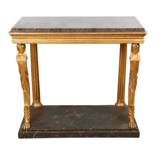 Swedish Neoclassical Giltwood Porphyry Top Console Table, Early 19th Century For Sale