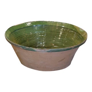 19th Century French Green Glazed Terracotta "Tian" Bowl From Provence For Sale