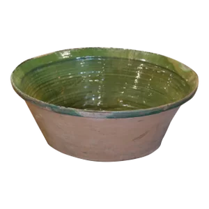 19th Century French Green Glazed Terracotta "Tian" Bowl From Provence