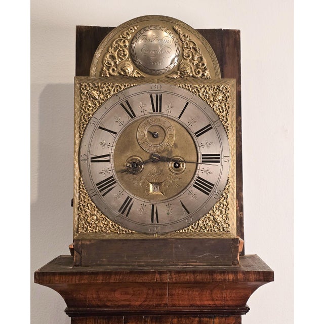 Queen Anne Burl Walnut Long Case Clock by Thomas Perkins For Sale - Image 9 of 12