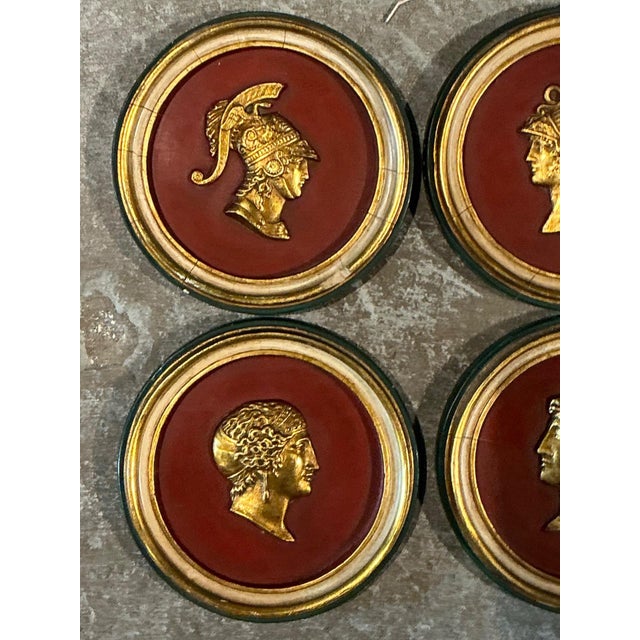Vintage Grand Tour Wooden Profile Medallions - Set of 4 For Sale - Image 11 of 18