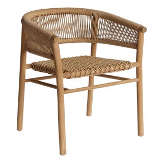 Calais Teak Framed Patio Dining Chair by Artesia For Sale