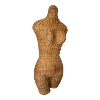Vintage Wicker Female Mannequin Torso Bust For Sale