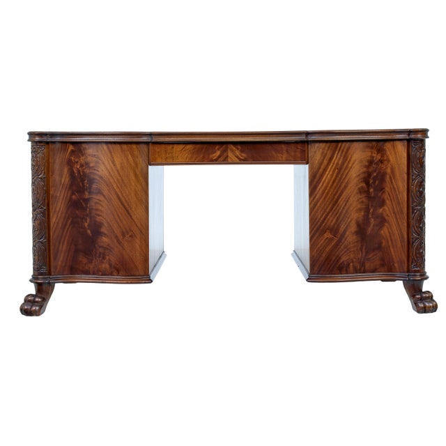 Brown Mid 20th Century Carved Mahogany Swedish Desk, 1947 For Sale - Image 8 of 11