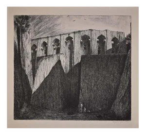 Lino Bianchi Barriviera, Lalibela, Biet Gabriel, Etching, 1941
