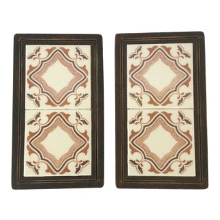 Vintage 70’s Arts and Crafts Brown Mexican Tile Trivets - Pair For Sale