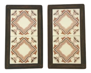Vintage 70’s Arts and Crafts Brown Mexican Tile Trivets - Pair