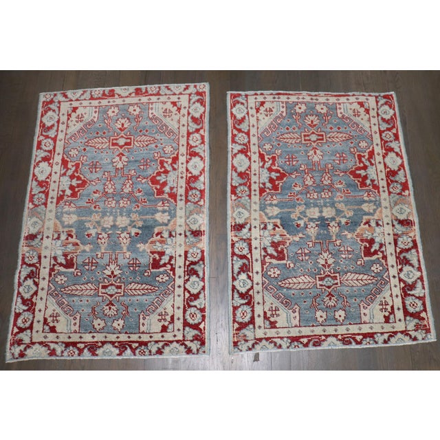 a set of early 20th century Persian Malayer Rugs. 2'3'' x 3'5' '& 2'3'' x 3'3'' respectively