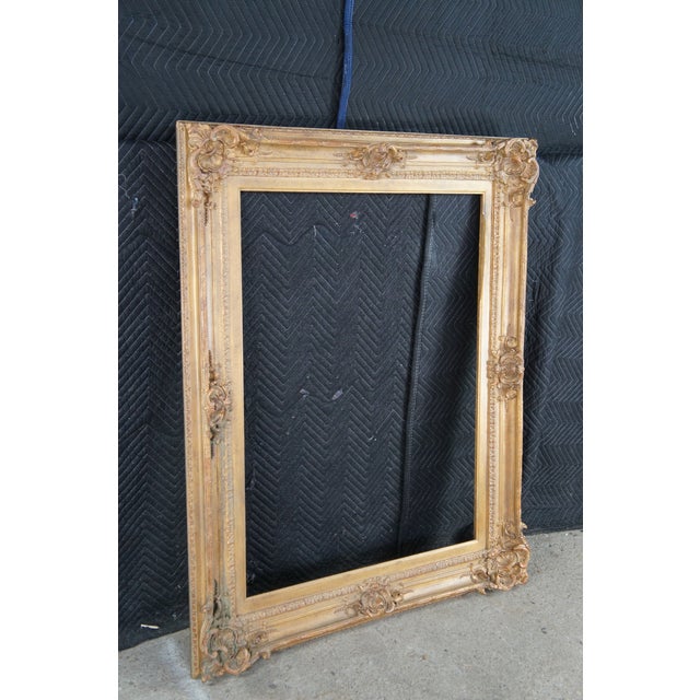 Vintage Gold Ornate Baroque Rococo Picture Art Mirror Frame Fits 30" X 40" For Sale - Image 12 of 12